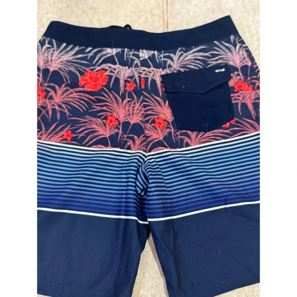 Hurley‎ Boys Floral Stripe Swim Trunks Surf Skater Coastal Size 18 Waist 29 NWT